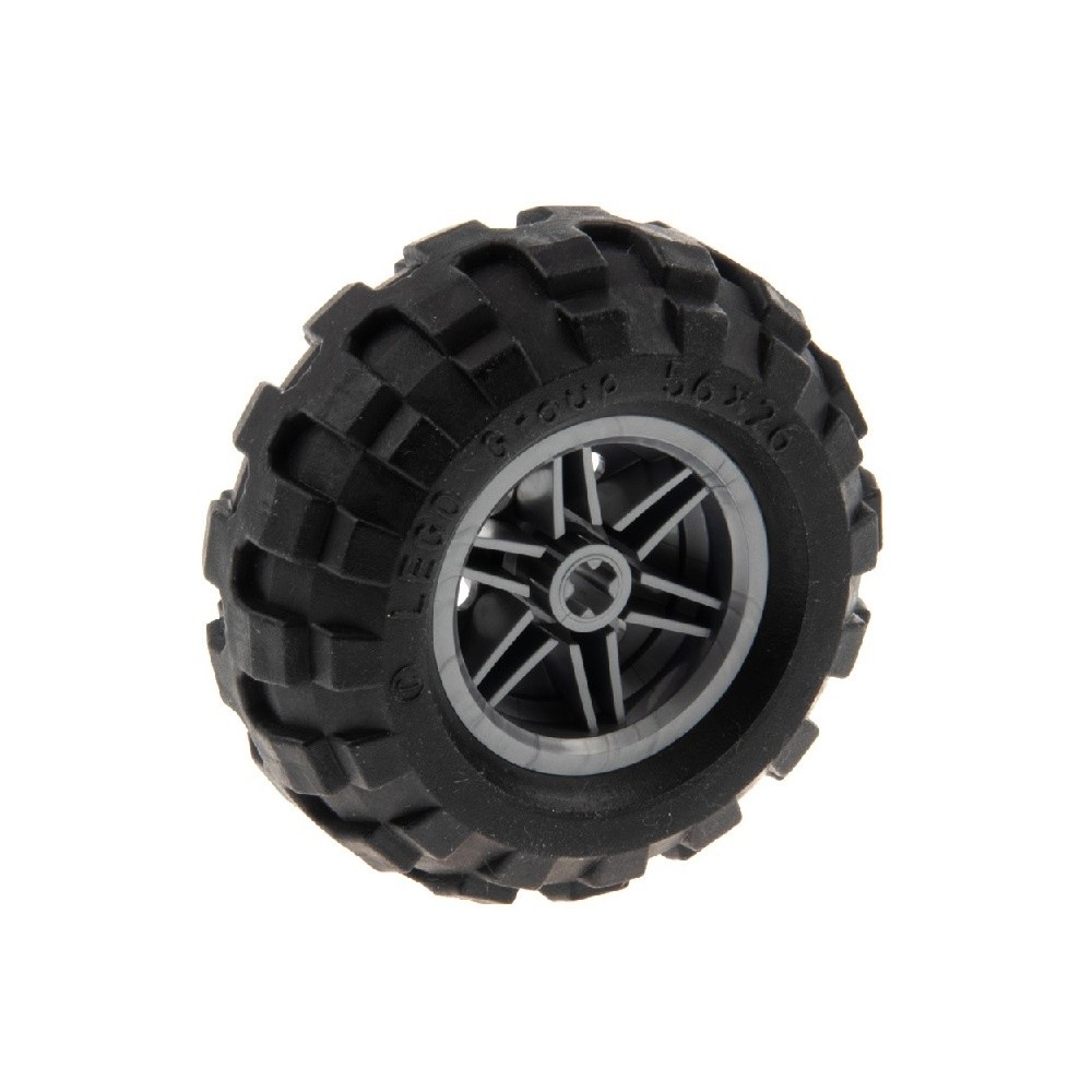 1X Lego Technic Wheel 56X26 Black Rim 30.4X20 Flat Silver 55976 56145C02