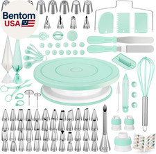 Kit de decoración de pasteles de 158 piezas, herramientas para suministros para hornear - incluye tocadiscos con soporte para pasteles