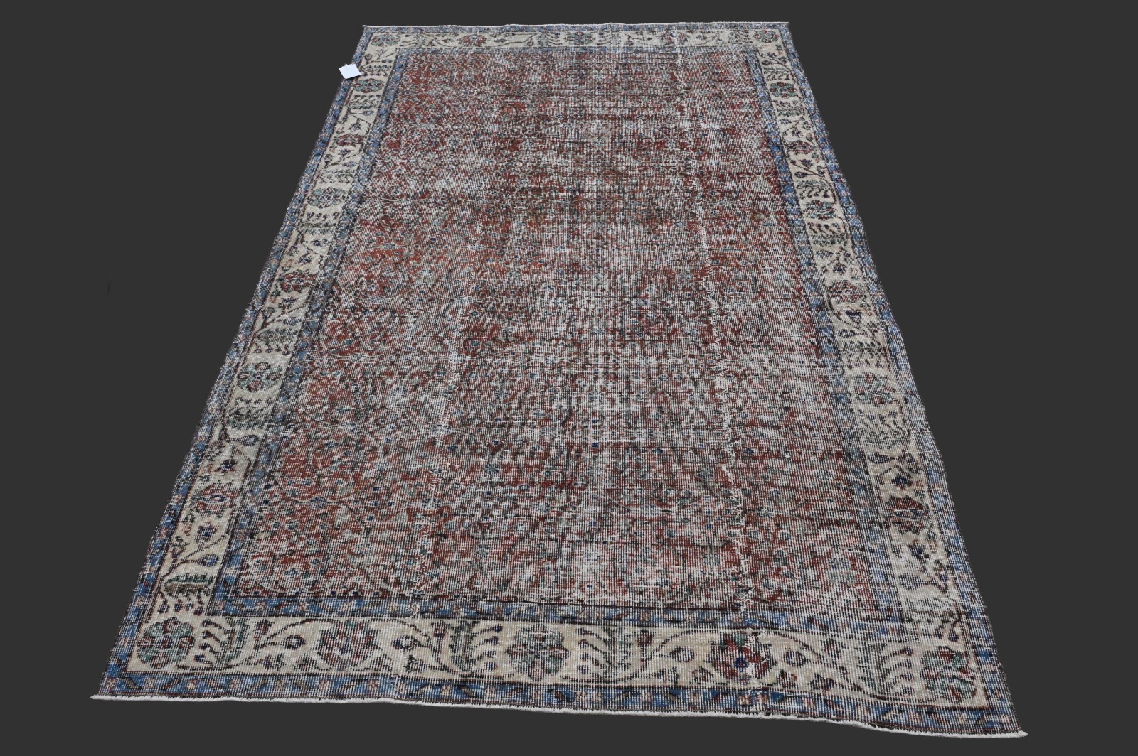 Vintage Turkish Oushak Rug, Red 5x8 ft, Handmade Wool, Bohemian Anatolian