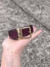 Christian Dior Vintage 80s/90s Burgundy Canvas Belt with Gold Dior Buckle-France
