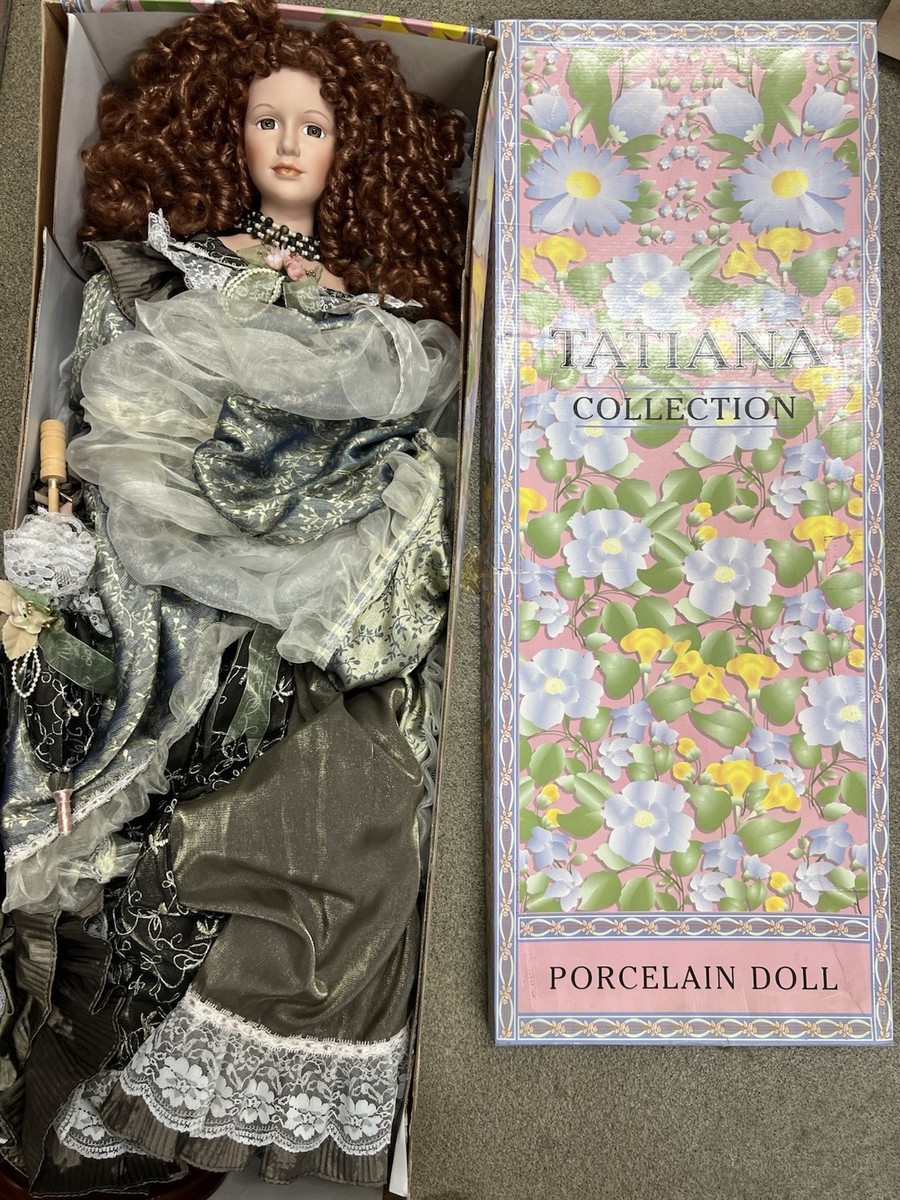 TATIANA COLLECTION PORCELAIN DOLL TALL WITH STAND AND BOX