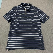Nike Dri-Fit Men's Shirt Size M Navy Blue White Stripe Polo Golf Cotton Blend MB