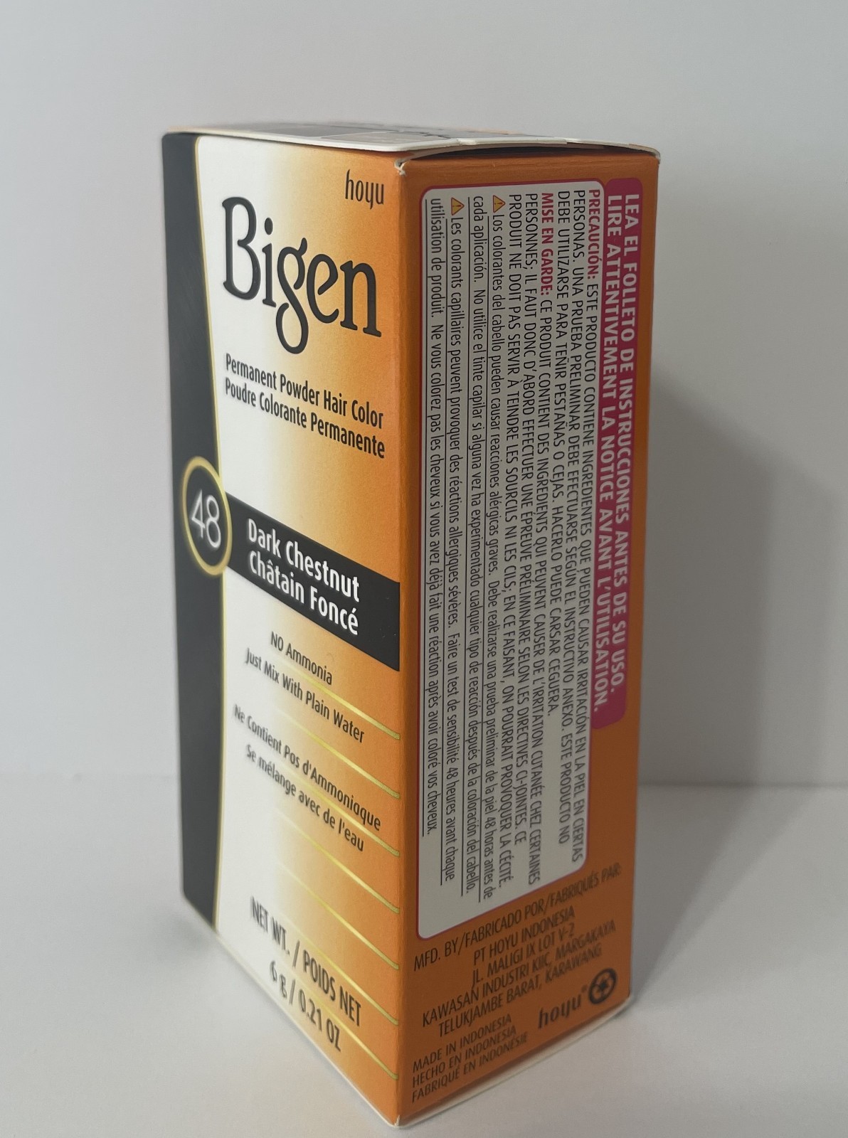 BIGEN, PERMANENT POWDER HAIR COLOR, #48 DARK CHESTNUT, FREE SHIPPING
