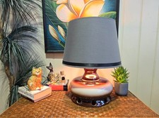 1970's Large Glazed Brown/White Ceramic Desk Lamp 48x36 cm Table Light - GOSFORD