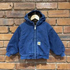 Vintage Carhartt Denim Hooded Jacket Blanket Lined Y31DST 1999 Toddler Size 4T