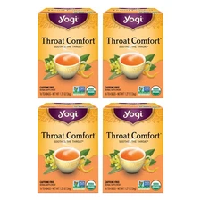 Yogi Tea Throat Comfort Tea - 16 Tea Bags per Pack (4 Packs) - Herbal Tea for...