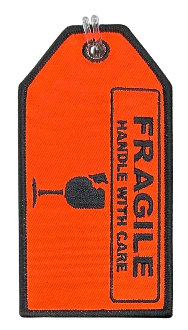 13364 FRAGILE HANDLE WITH CARE AVIATION TRAVEL EMBROIDERED LUGGAGE BAG TAG