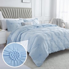 Swift Home King Comforter Set, Ruched 3D Floral Pintuck, Baby Blue 918900