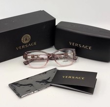 Monturas de gafas Versace VE3347 5435 rosa transparente ojo de gato 52 mm para mujer