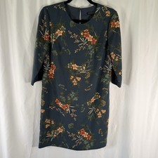 Banana Republic Dress Women's 4 Blue Floral Knee Length Short Sleeve Round Neck