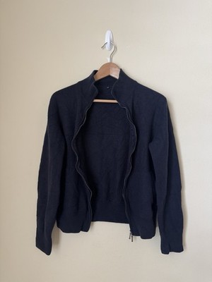 Loro Piana 100% Vicuna Bomber Jacket Full Zip Sweater Navy Blue 46