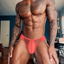 ADANNU  Men Briefs Transparent Sexy Breathable Mesh Jockstrap Bikini Underpants