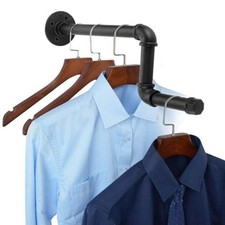 Industrial Pipe Clothing Rack Wall Mounted Clothes Rail Hanging Display Rack UK