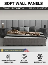 Soft Wall Panels 12"x32"/40" – Light Gray Upholstered Acoustic for bedroom