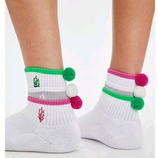 Fp Movemet Socks Women Pom Pom Buti Athletic Socks One Size White-Pink  