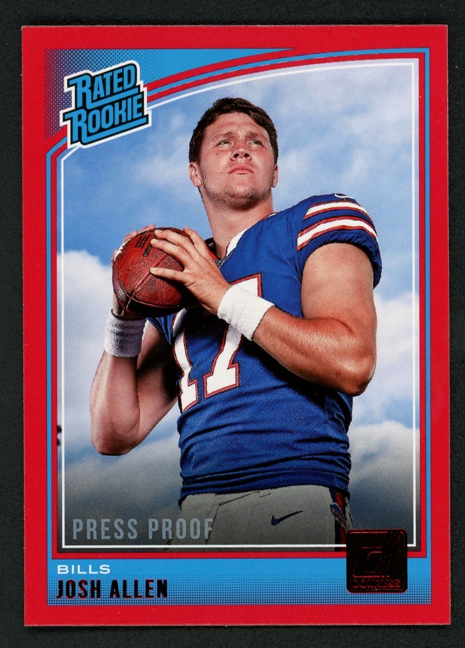 2018 Donruss Football Red Press Proof SP #304 Josh Allen RC Buffalo Bills
