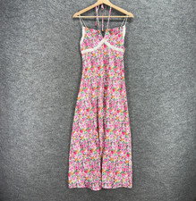 SheIn Dress Women S SMall Pink Floral Maxi Long Zipper Strapless Casual