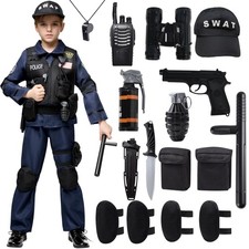 Spooktacular Creations Police SWAT Costume for Kids, Medium 8-10 yrs , Blue