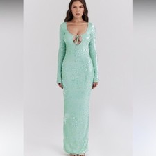 HOUSE OF CB sequin Turqoise dress small NWOT $329