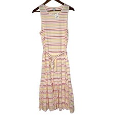 J Crew Striped Sleeveless Midi Dress M Summer Chic Women’s NEW