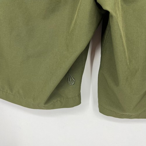 Volcom Chino Shorts Men's Size 32 Olive Green Flat Front Zip Fly Stretch - Picture 8 of 10