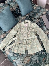 New Jacquard Fabric Suit Size 8 In Mint Cream And Silver worn once