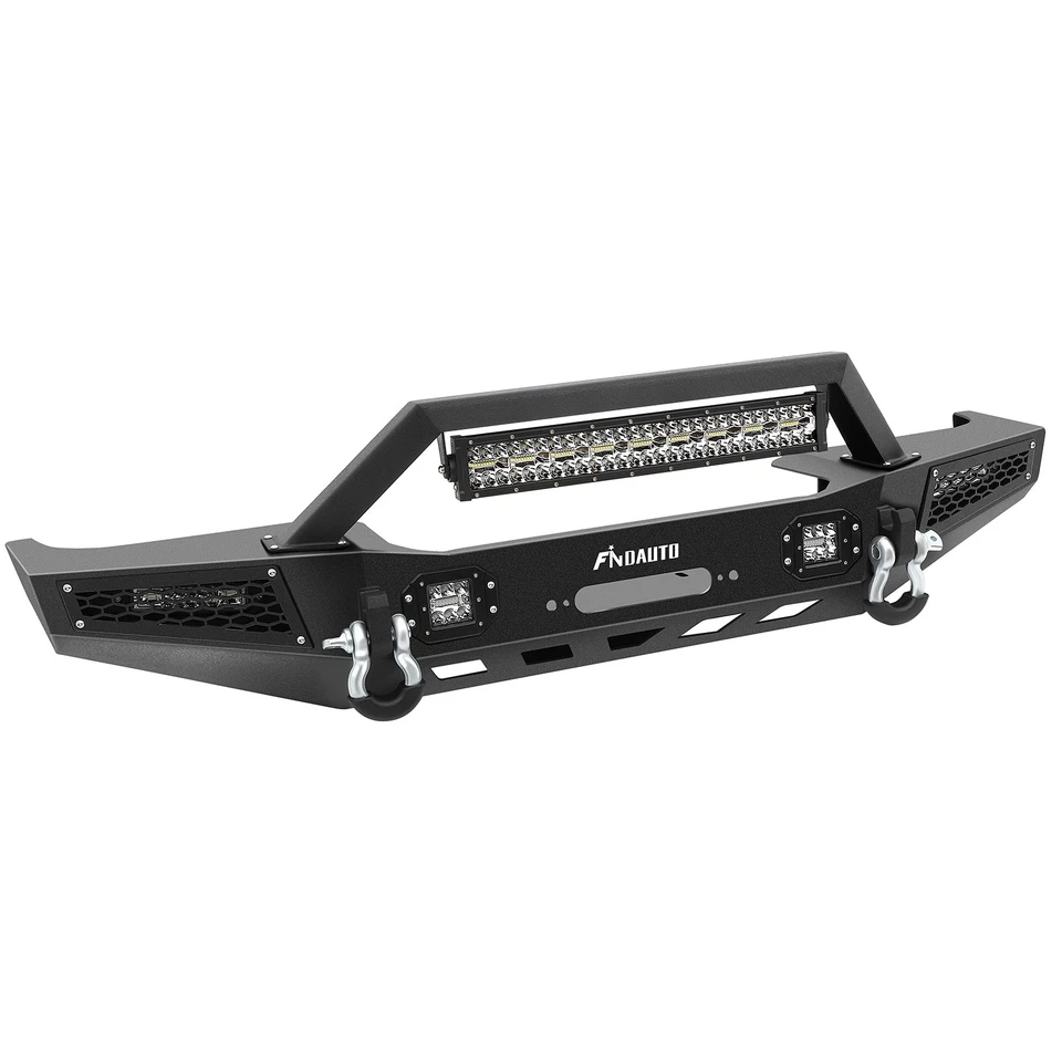 For 1983-2001 Jeep Cherokee Front Bumper W/ Winch Plate LED Lights D-rings Kit Foto 4 de 4