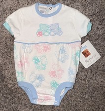 Vintage Carter&rsquo;s 0-3 Months Teddy Bear Romper NWT Pastel Bears Baby 100% Cotton