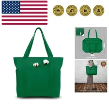 1-Pack Canvas Tote Bag with an External Pocket, Reusable Grocery Shopping Bag...