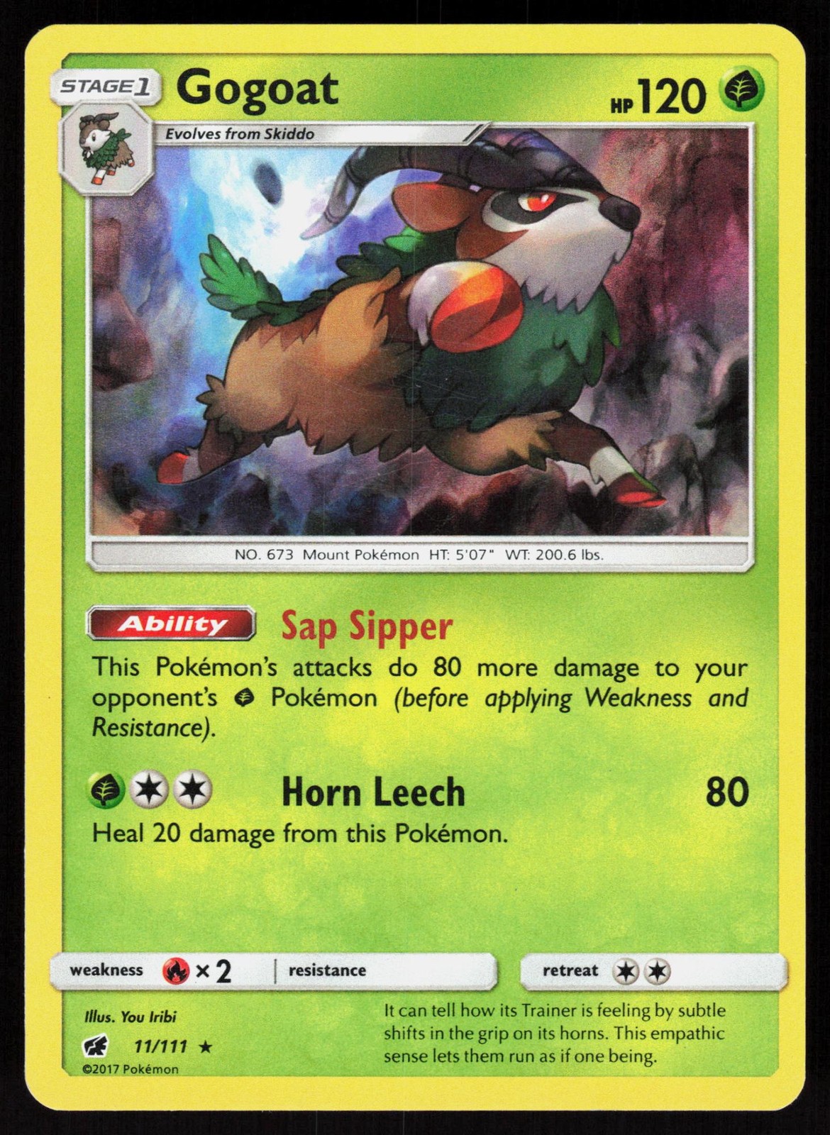 Gogoat 11/111 Holo Rare Crimson Invasion Pokemon LP