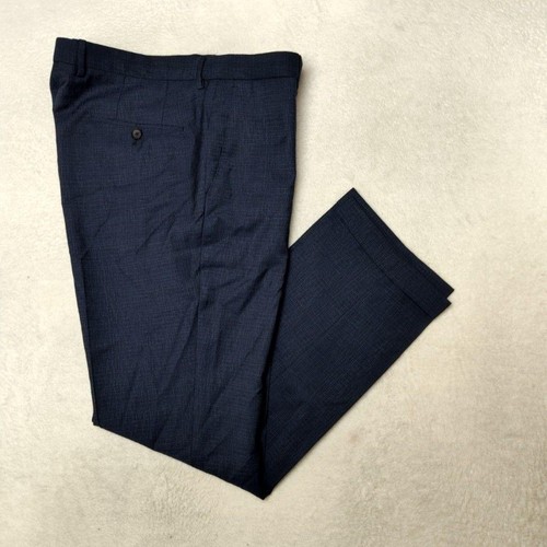 Hugo Boss Pants Mens 36x30 Blue Slim Wool Tweed Noven Flat Front Dress Slacks