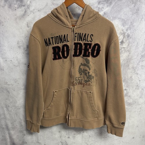 National Finals Rodeo Hoodie Sweatshirt Mens Medium Brown Full Zip