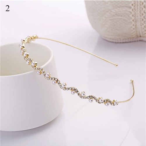 Elegant Women Headband Pearl Rhinestone Crystal Hairband Hair Hoop Accessories - Picture 7 of 15