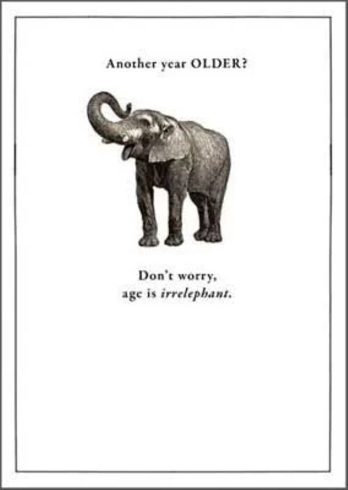 Funny Birthday Card Old Elephant – Hilarious Age is Irrelephant Greeting Card