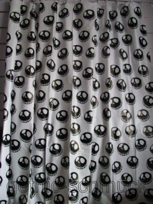 Nightmare Before Christmas Shower Curtain Skull Jack Black White