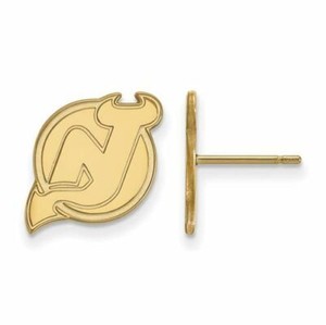 Authentic SS Gold-plated NHL Jersey Devils Small Post Earrings