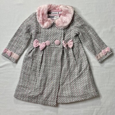 Blueberi Boulevard Toddler Girls Pink Bow Dress & Matching Bow Jacket Set Sz 3T