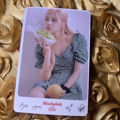ROSE BLACKPINK Group 2020 Floral Dress Sign Celeb K-pop Girl Photo Card Grape