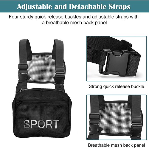 Mens Chest Rig Bag Front Kit Pack Vest Hip Hop Streetwear Sports Shoulder Pouch - 第 5/14 張圖片