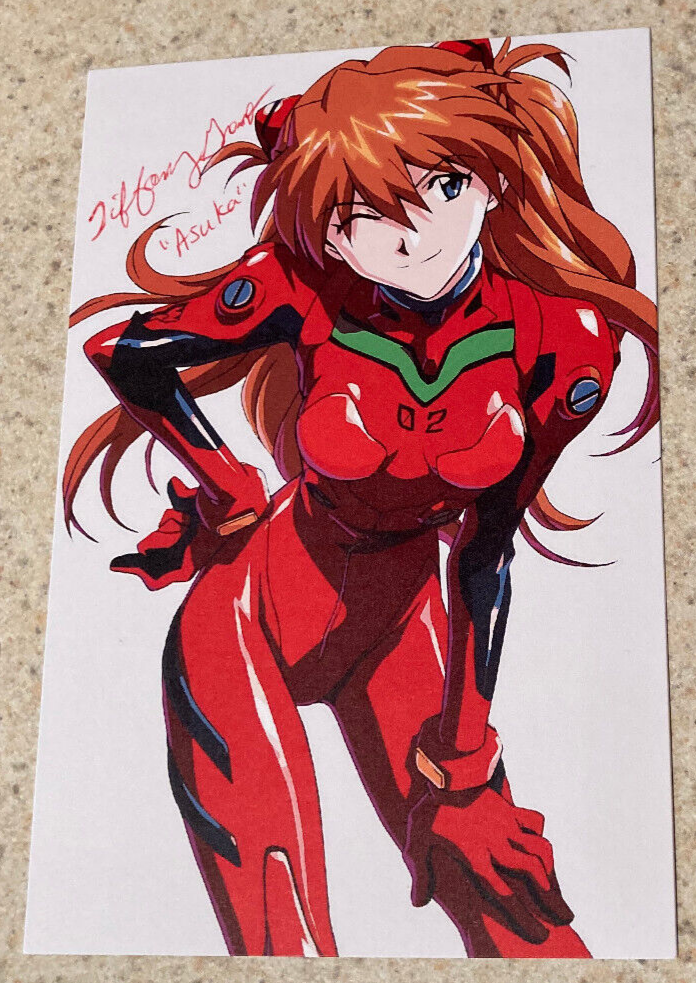 Cute Asuka Langley Sohryu Evangelion Postcard SIGNED by Asuka VA TIFFANY GRANT