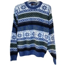 Vintage 80s 90s Scandia Nordic Sweater Small  Made in USA Fair Isle Snowflake