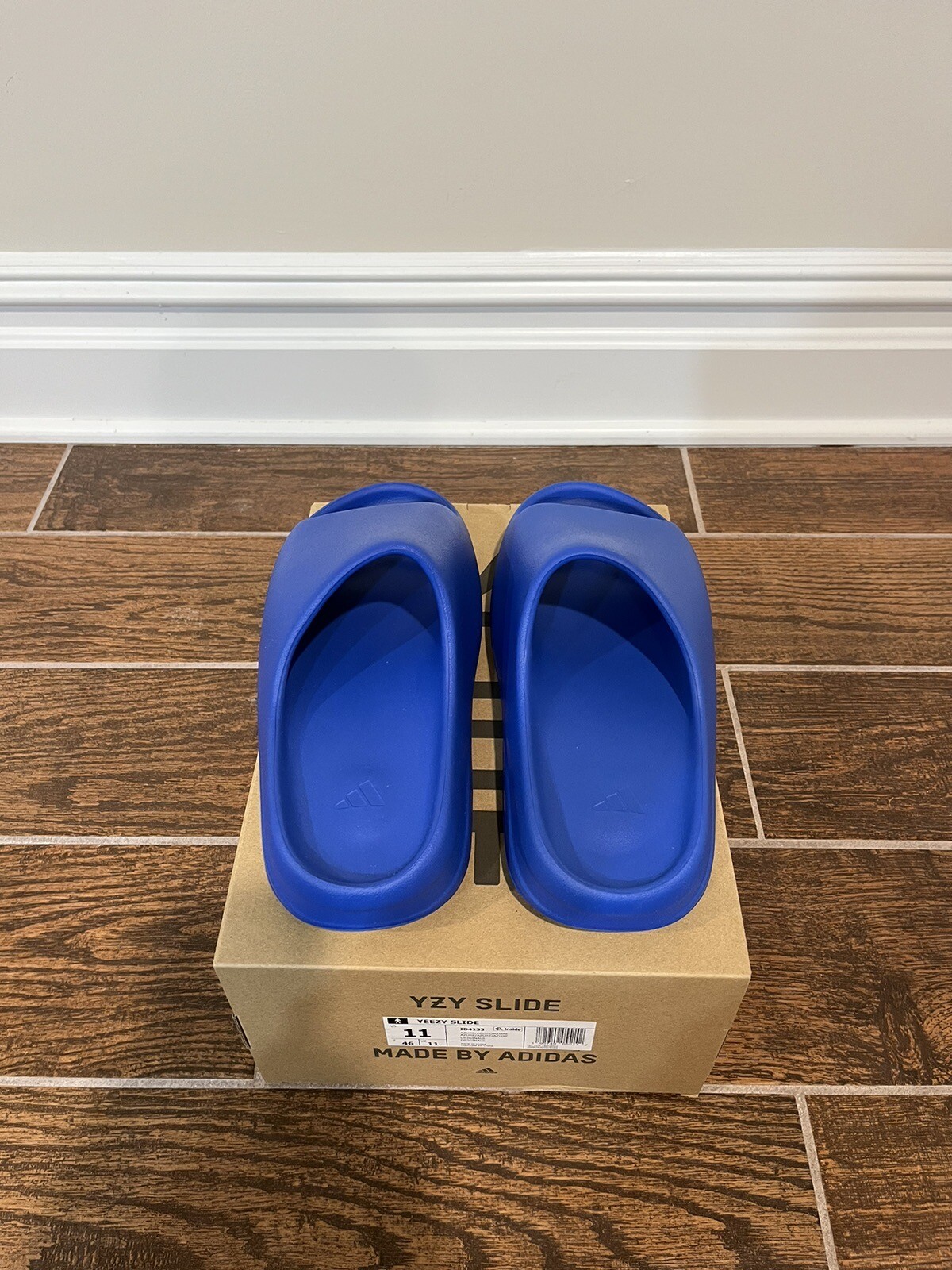 navy blue yeezy slides