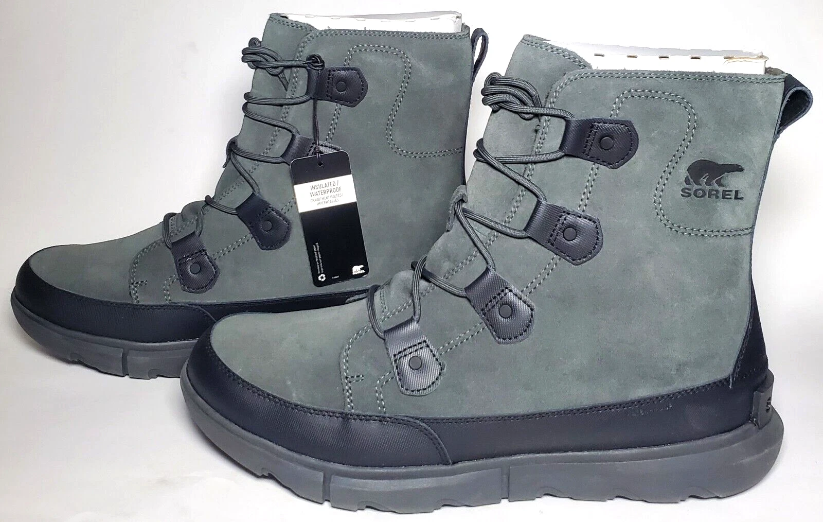 Sorel Men's Explorer Boot WP Waterproof Insulated, Size US 14, Gray/Black