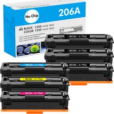 6PK Toner Compatible With HP 206A W2110A Laserjet Pro MFP M255dw M283fdn NO CHIP