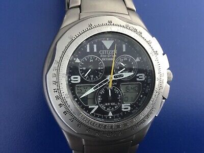 ðCitizen Eco-Drive Skyhawk C650-Q02497 TITANIUM Watch.Rare Beauty.Box.Runs Well | eBay