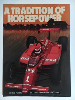 Bobby Rahal Budweiser 1987 Vintage Print Ad 8x11 Inches Wall Decor