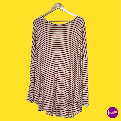 CAPSULE Damen gestreiftes Tunika Kleid, weicher Stretch, rot/weiß, UK 22 | EU 50