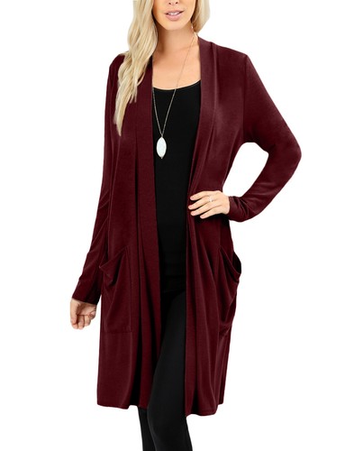 NE PEOPLE Damen Basic Langarm vorne offen lässig Taschen Cardigan NEUJ1440 - Bild 78 von 125