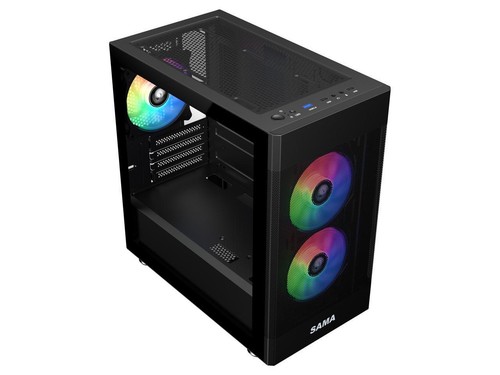 Sama ARGB Q5 Black Micro ATX Tower Gaming Computer Case, 3x120mm ARGB Fans - Picture 5 of 12