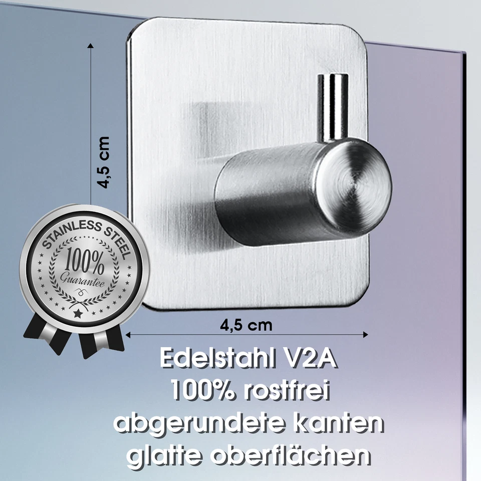 Handtuchhalter ohne bohren Handtuchhaken selbstklebend Edelstahl 4 Stück - Bild 2 von 4